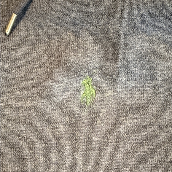 Polo by Ralph Lauren Navy Hoodie with Brown Elbow Patches - Picture 2 of 5